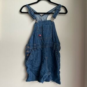 Vintage Dickies Denim Shortalls Carpenter Overalls Shorts Y2K Workwear Blue
